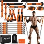 Pilates Bar Kit with Resistance Bands, Heavy Duty Pilates Equipment for Men, Strength Training Bar for Legs, Hip, Back, Arm, Abs, Chest, Shoulders, Portable Home Gym Full Body Workout Equipment