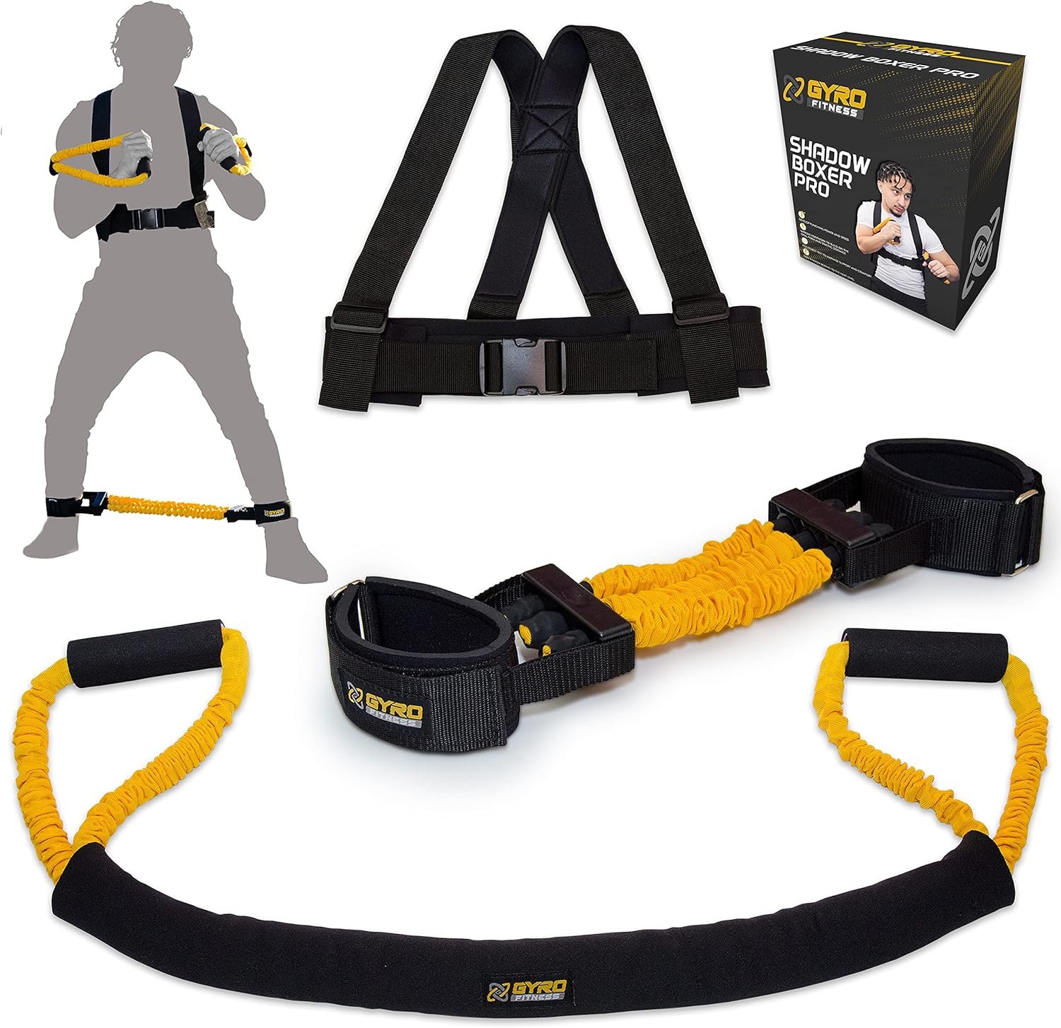 91THlJBc1S._AC_SL1500_.jpg | Shadow Boxer Pro | Boxing Resistance Bands Set for Shadow Boxing, Comes with Ankle Cuffs | Ideal Addition to Your Home Boxing Equipment - Image 1