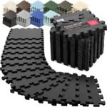 Gym Flooring Set - Interlocking EVA Soft Foam Floor Mat, 18 Pieces Puzzle Rubber Tiles Protective Ground Surface Protection, Play Workout Exercise Mats Underlay Matting Sports Pool Home Fitness Garage