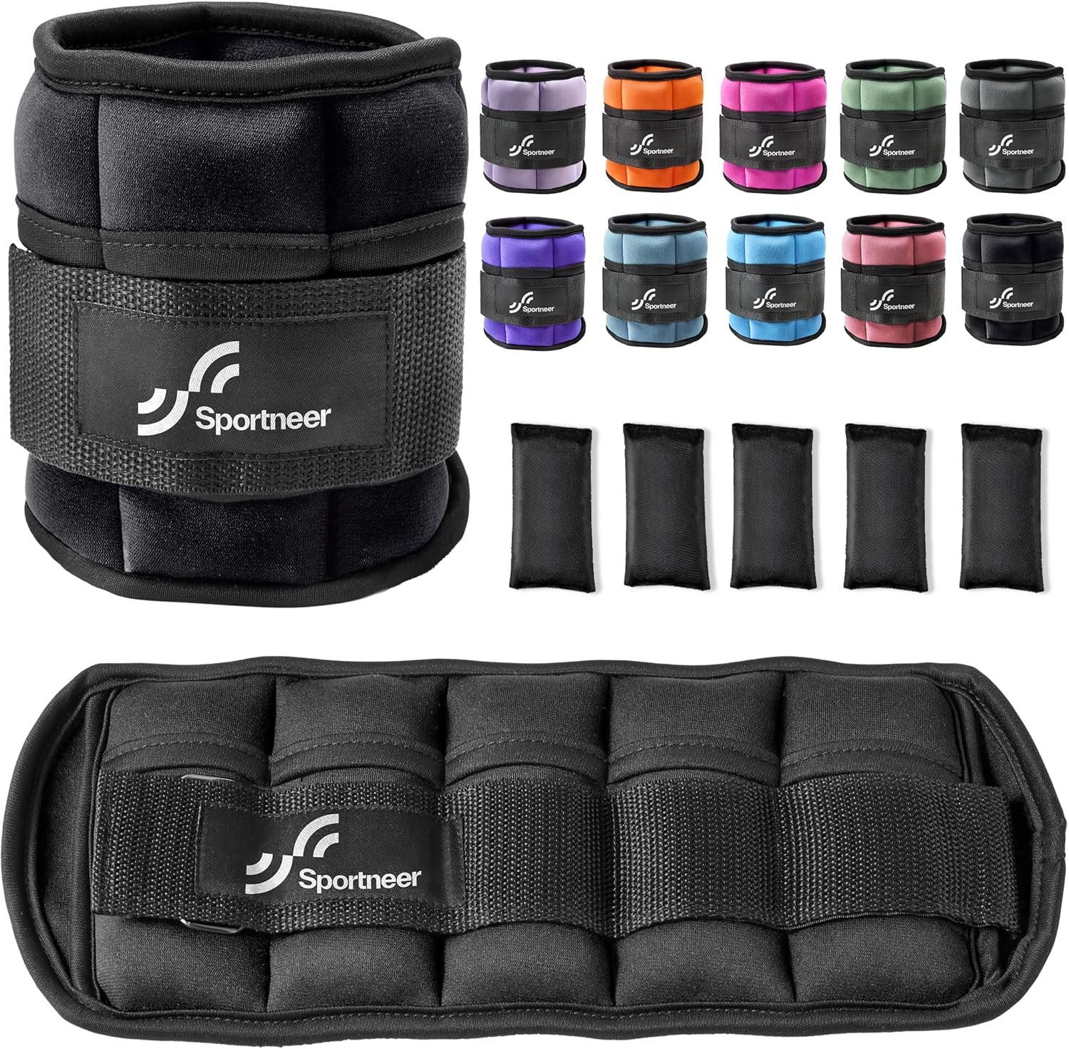91wFDFx-g3L._AC_SL1500_.jpg Sportneer Adjustable Ankle Weights 1 Pair 2 4 6 8 10 Lbs Leg Weight Straps for Women Men, Weighted Ankle Weights Set for Gym,Fitness, Workout,Walking, Jogging,1-5 lbs Each Ankle, 1 Pair 2-10 lbs - Image 1